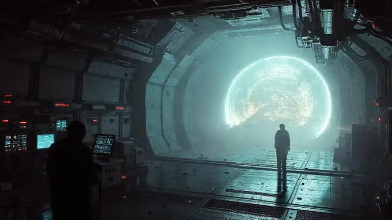 Centro luminoso en una cámara futurista oculta