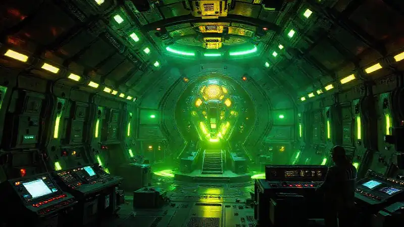 Cámara subterránea futurista con tecnología avanzada