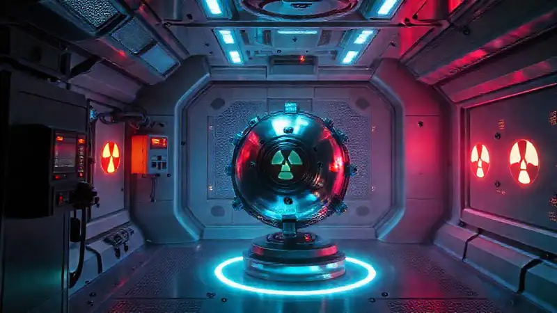 Objeto metálico misterioso en laboratorio futurista