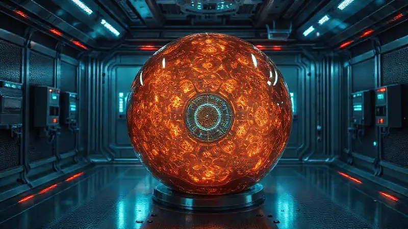 Esfera luminosa en cámara de alta tecnología