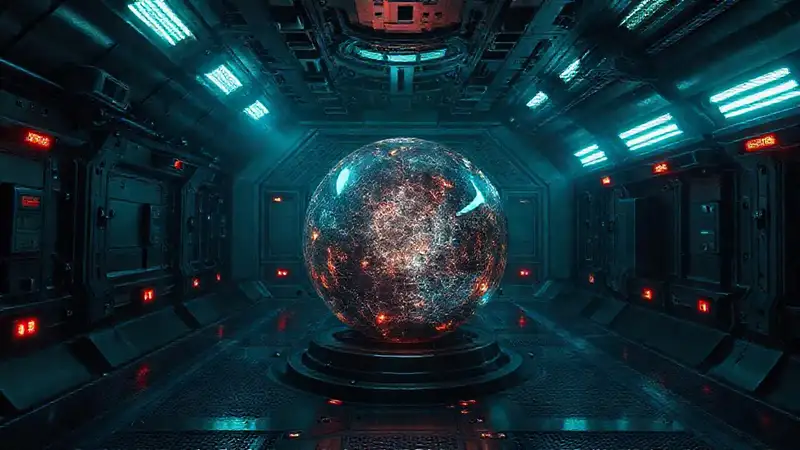 Esfera luminosa en cámara de alta tecnología