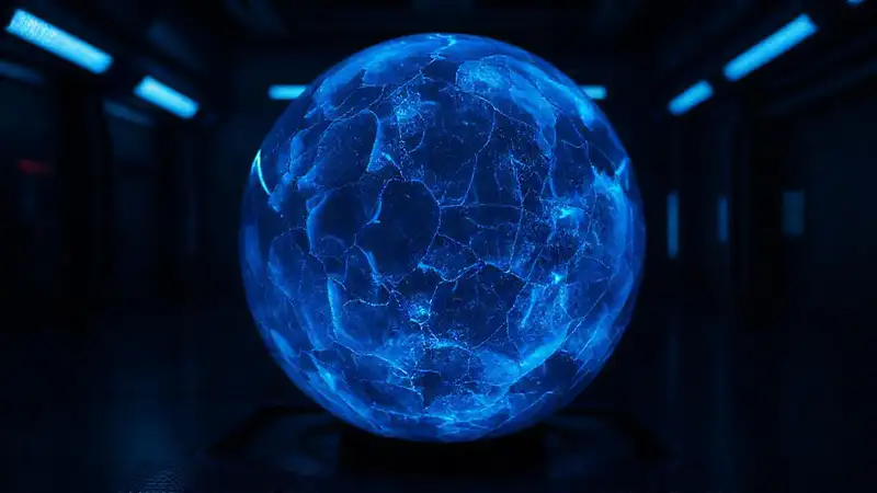 Esfera cristalina luminosa en entorno seguro