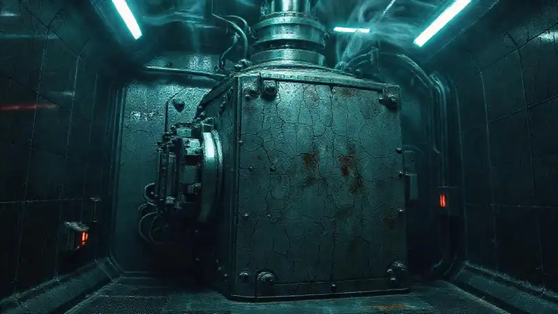 Estructura metálica misteriosa en laboratorio secreto
