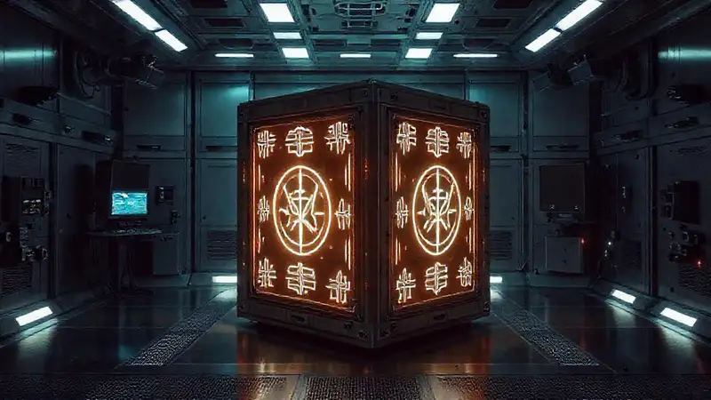 Cubos misteriosos en sala de alta tecnología