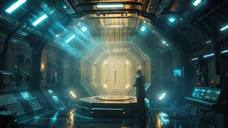 Laboratorio futurista con contención y seguridad