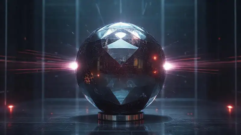 Esfera geométrica reflejante con energía cuántica
